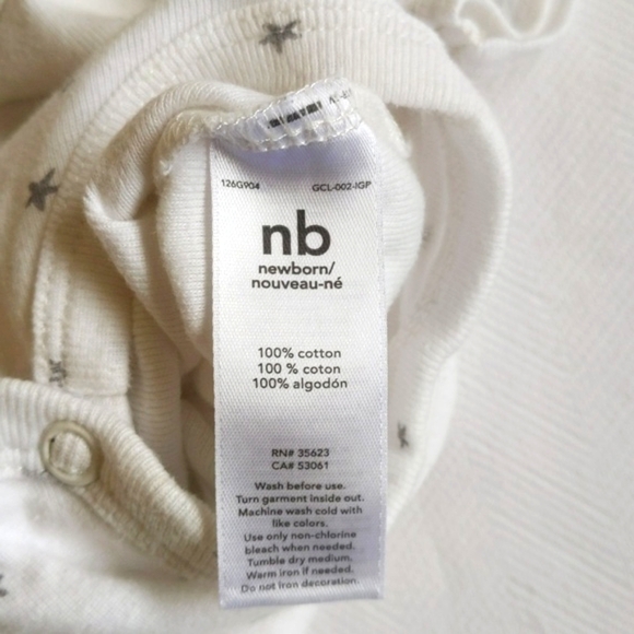 carter's neutral newborn moon & stars cotton short sleeve bodysuit diaper shirt - Picture 5 of 6